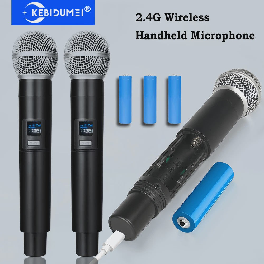 Draadloze UHF Microfoon Set (2 Kanaals) - Draagbaar & Oplaadbaar