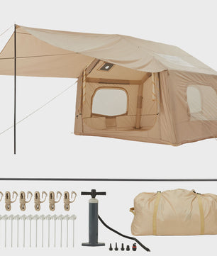 Opblaasbare Glamping Tent voor Camping - Waterdicht, 4-Seizoenen, Makkelijk Op te Zetten (2-6 Pers.)