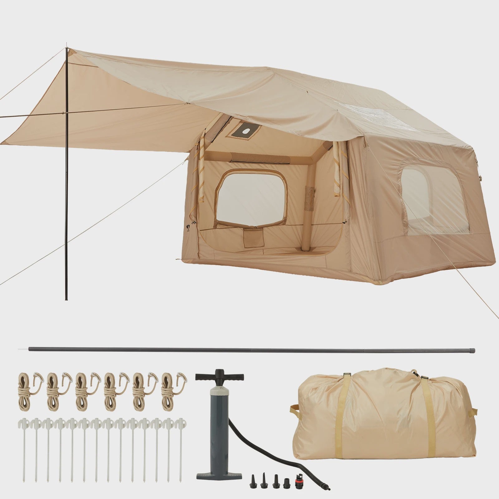 Opblaasbare Glamping Tent voor Camping - Waterdicht, 4-Seizoenen, Makkelijk Op te Zetten (2-6 Pers.)