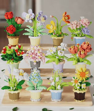 Bouwstenen Bloemen in Pot - Creatieve Mini Bloemenboeketten Bouwpakketten