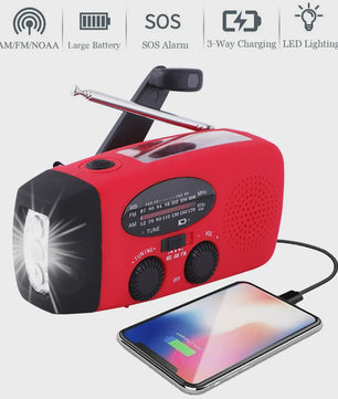 Noodlamp met Radio & Powerbank: Solar, Dynamo, USB Opladen