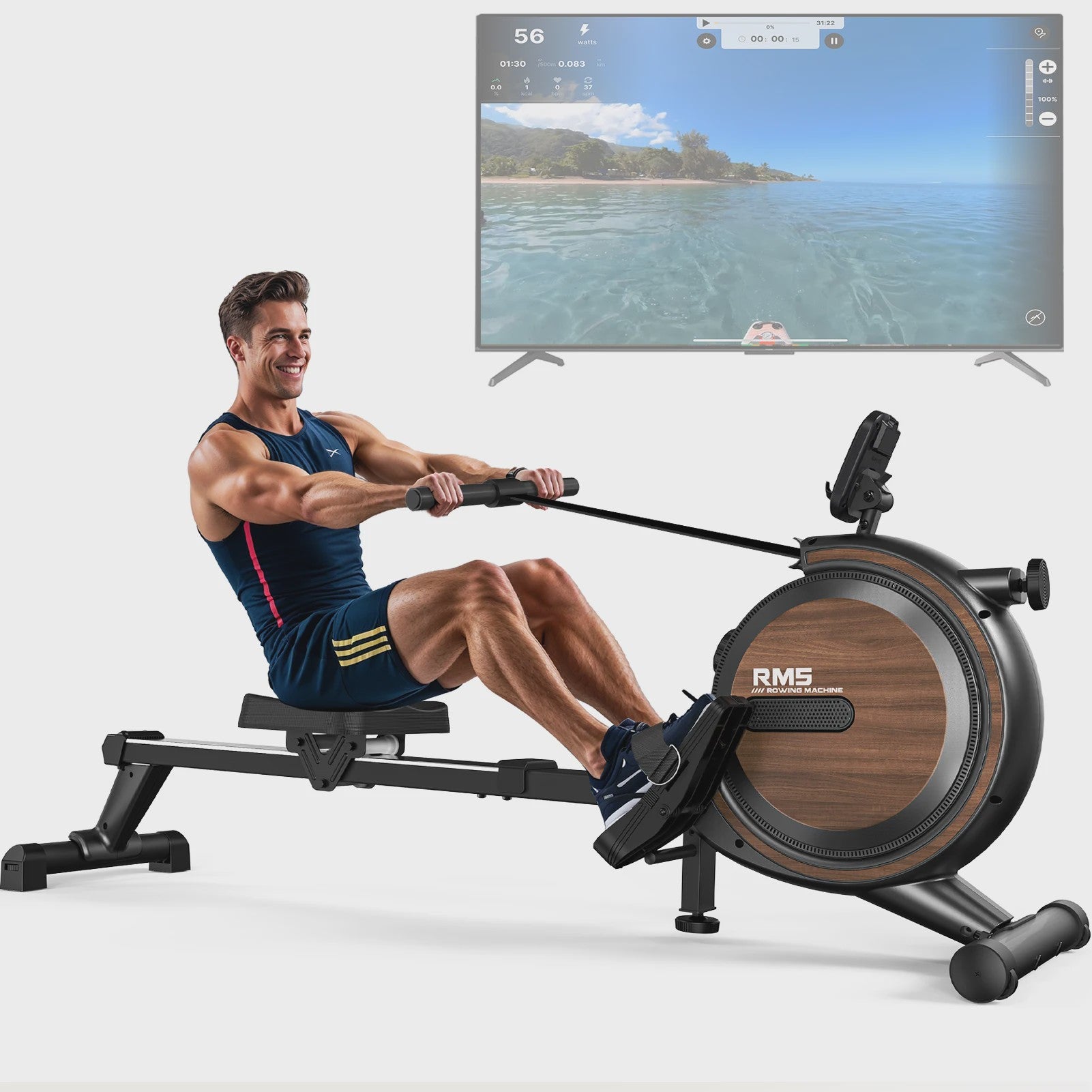 MettleMatic RM5 Magneet Roeitrainer met Bluetooth, 16 Weerstandsniveaus en 150kg Capaciteit