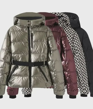Dames Winter Parka Jas met Capuchon, Hoge Taille en Riem - Warm & Winddicht
