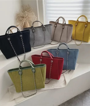 Ruime Dames Tote Bag met Ketting - Schoudertas & Crossbody