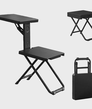 Draagbare Klapstoel met Schrijftafel - Ideaal voor Camping, Vissen, Strand - Zwart, 150kg