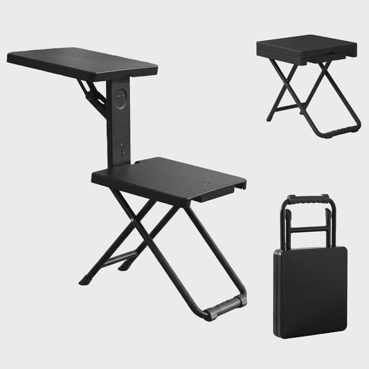 Draagbare Klapstoel met Schrijftafel - Ideaal voor Camping, Vissen, Strand - Zwart, 150kg