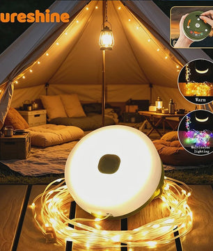 Lureshine 2-in-1 Camping Lamp & Slingerlicht - Oplaadbaar, Waterdicht & Veelzijdig