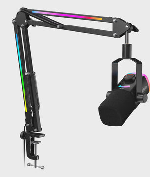 FIFINE AM8PROT Gaming Microfoon Kit met Boom Arm - Dynamische XLR/USB Streaming Microfoon met RGB, Mute & Mix Control