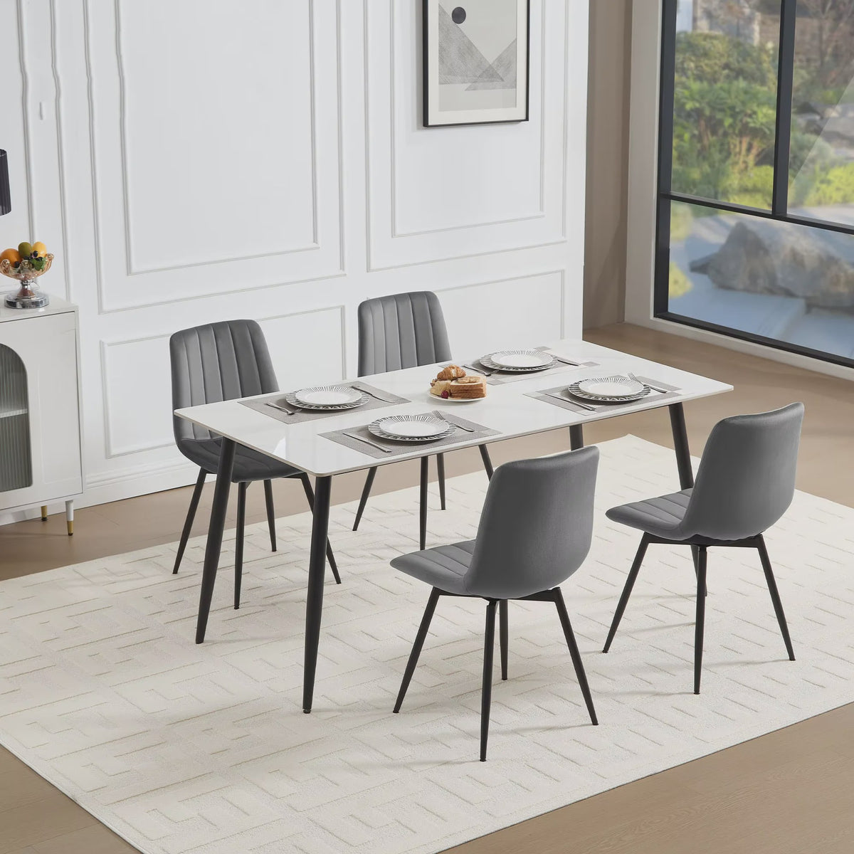 Set van 4 Fluwelen Eetkamerstoelen - 360° Draaibaar & Ergonomisch Ontwerp