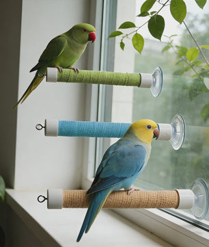 Zuignap Vogel Zitstok voor Ramen & Spiegels - Draagbaar Speelgoed voor Papegaaien & Parkieten