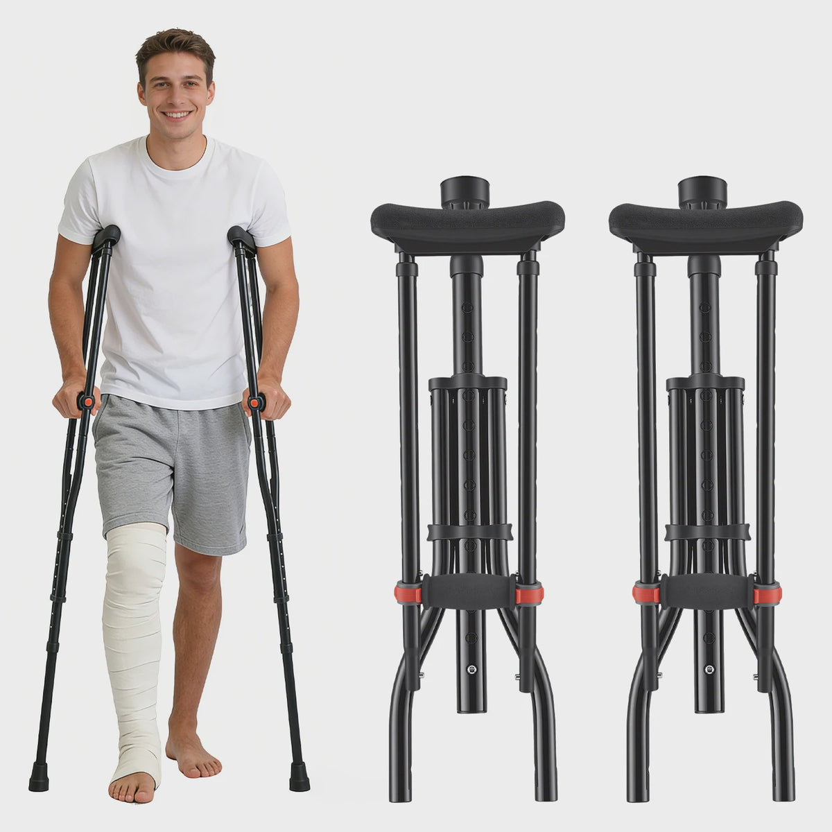 Folding Medical Elbow Crutches, Arms Crutches,Young People Orthopedic Mobility Aids Walking Stick Portable Forearm Crutches Pair