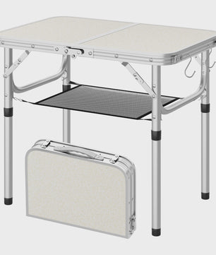 Verstelbare en Opvouwbare Campingtafel van Aluminium met Opbergnet en Haken - Draagbaar voor Tuin, Picknick & BBQ