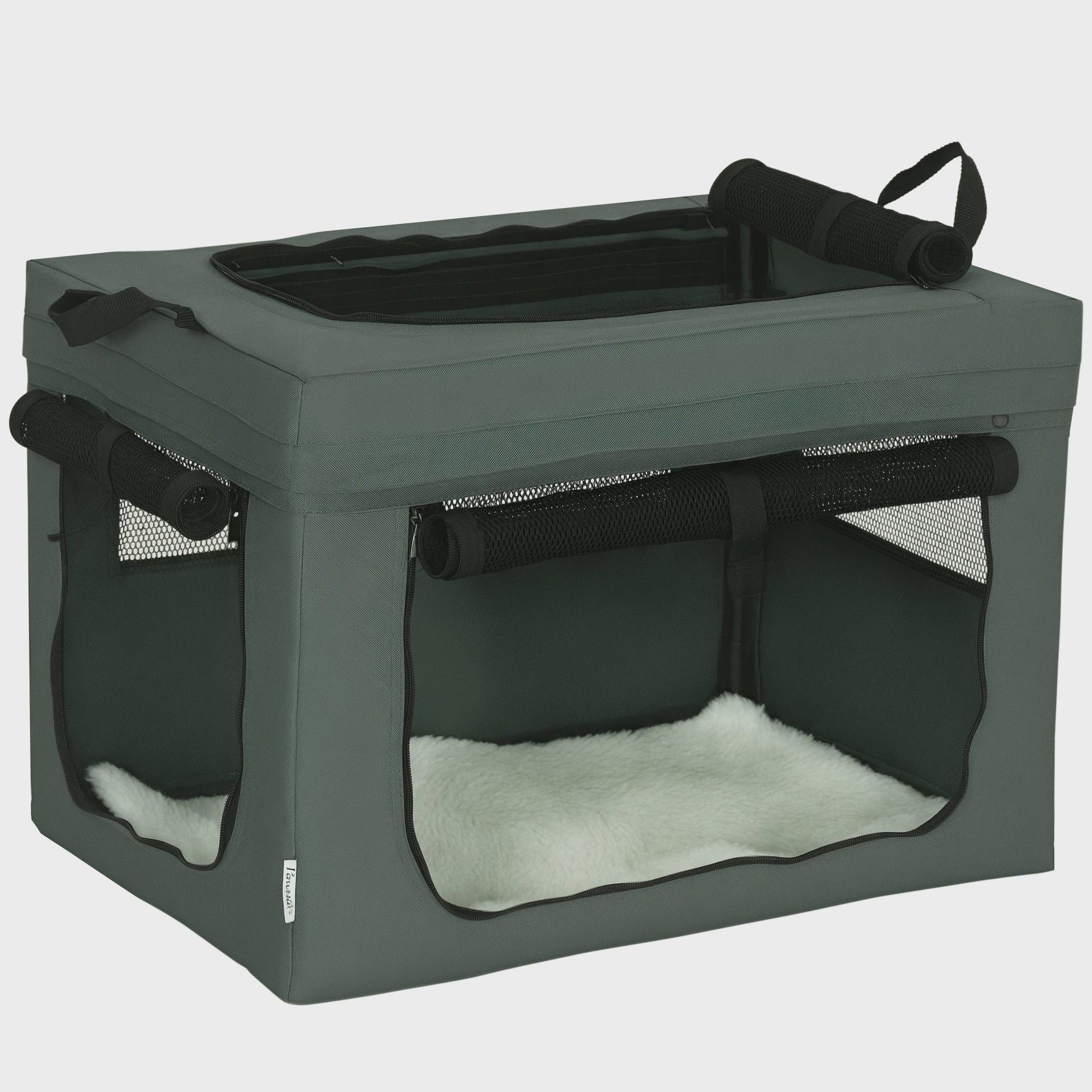 PawHut Opvouwbare Transportbox voor Huisdieren - 60x42x42 cm - Grijs