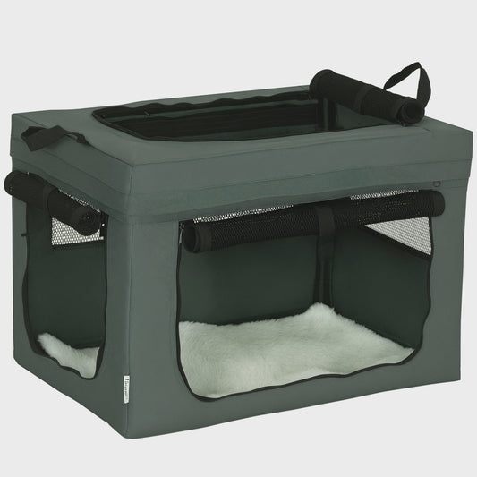 PawHut Opvouwbare Transportbox voor Huisdieren - 60x42x42 cm - Grijs