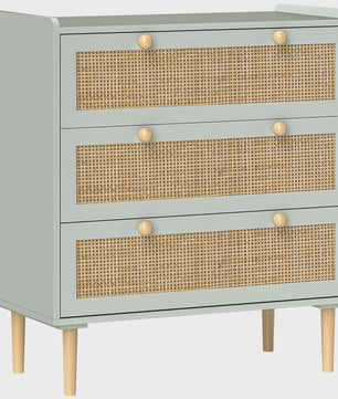 Bohemian Commode met 3 Lades - Rotan Look & Houten Frame - Stijlvolle Slaapkamer Opbergkast