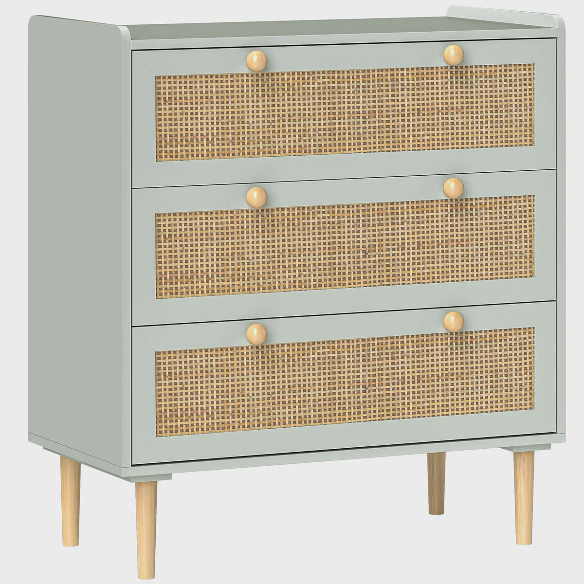 Bohemian Commode met 3 Lades - Rotan Look & Houten Frame - Stijlvolle Slaapkamer Opbergkast