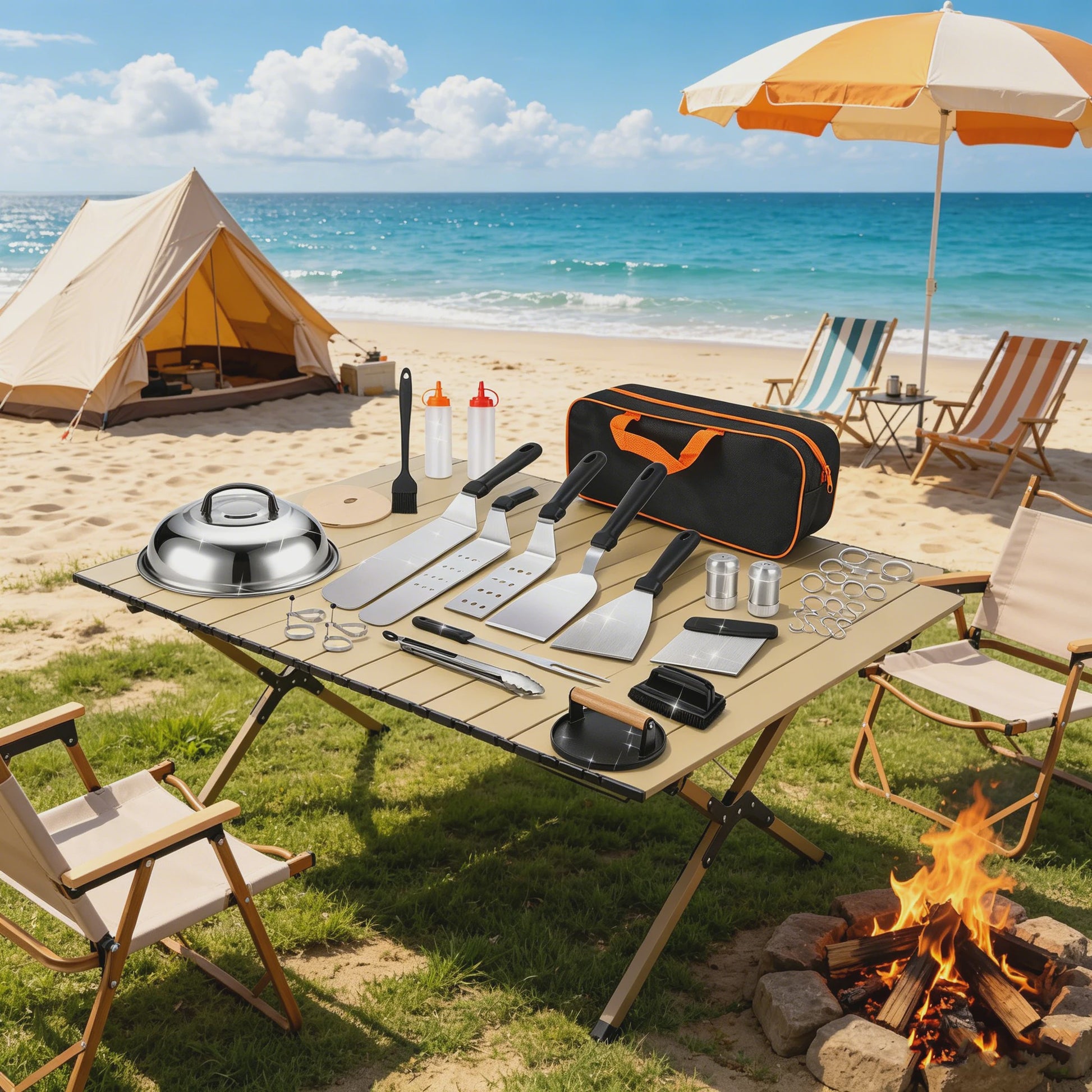 29-delige BBQ Grill Accessoires Set: Roestvrij Staal Gereedschap, Burger Press & Meer