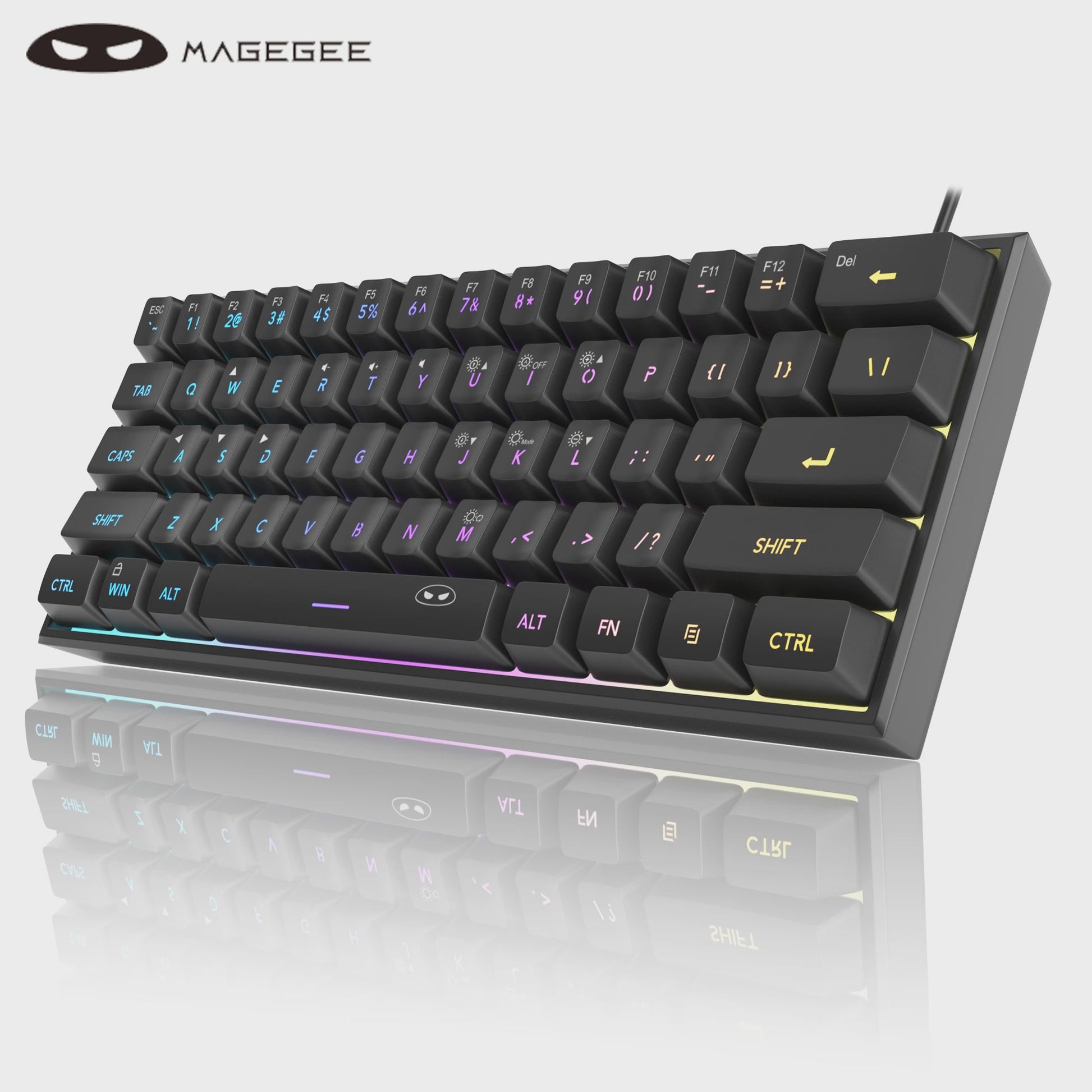 MageGee Mini 60% Gaming Toetsenbord met RGB Backlit, 61 Toetsen, Compact & Ergonomisch