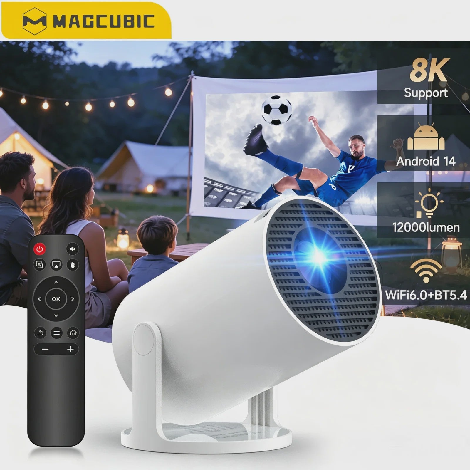 Magcubic HY300 Pro+ Mini Beamer: 8K Ondersteuning, Wifi6, Android, Draagbaar Home Theater