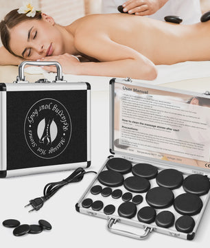 9/12/18/20pcs Hot Stone Massage Set Heater Box Relieve Stress Back Health Care Lava Basalt Round Massage Tool Stone Massager