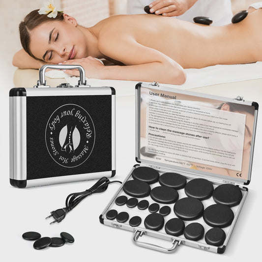 9/12/18/20pcs Hot Stone Massage Set Heater Box Relieve Stress Back Health Care Lava Basalt Round Massage Tool Stone Massager