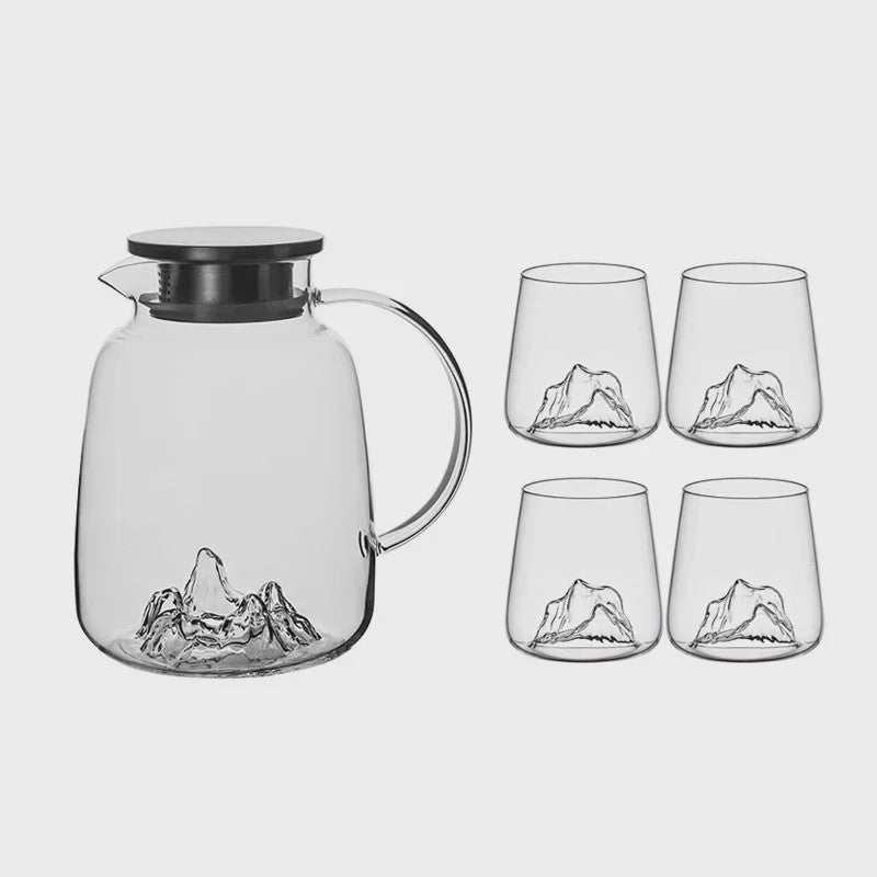 Unieke IJsberg Waterkan 2000ml met 4 IJsberg Glazen 370ml - Creatieve Drinkset