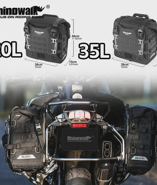 Rhinowalk Waterdichte Motor Zijkoffers 35L/20L Snelontgrendelbaar Pannier Systeem