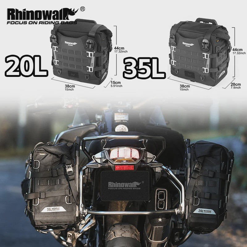Rhinowalk Waterdichte Motor Zijkoffers 35L/20L Snelontgrendelbaar Pannier Systeem