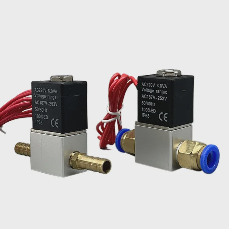 Elektrische Solenoïde Klep 12V/24V/220V - 2/2 Weg Normaal Gesloten - 6mm/8mm Slangaansluiting