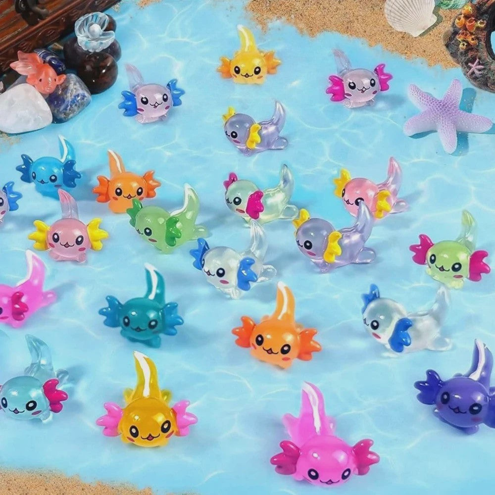 Set van 10-30 Mini Axolotl Beeldjes - Schattige Hars Figuurtjes voor Tuin, Aquarium & Decoratie