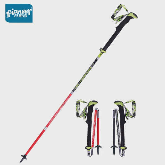 Pioneer Ultralichte Carbon Trekkingstokken - Opvouwbaar & Snel Sluitend (115-135cm)