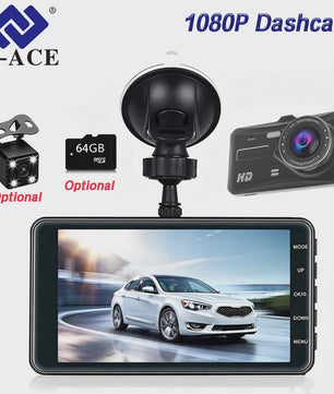 E-ACE Full HD 1080P Dash Cam met 4-inch Touch IPS Scherm, Dubbele Camera Voor & Achter, Nachtzicht en Parkeerfunctie