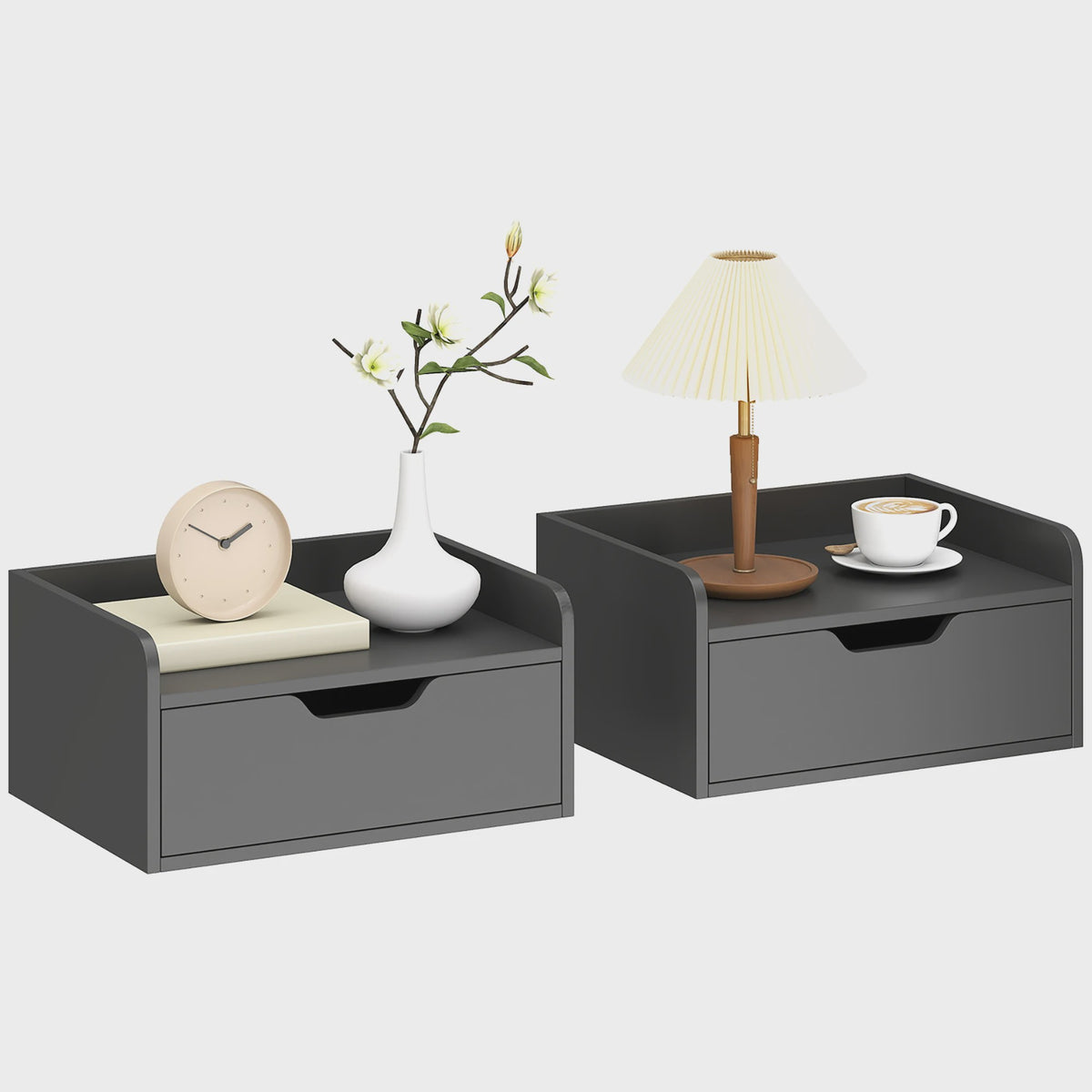 Set van 2 Nachtkastjes - Zwevend Wandmontage met Lade