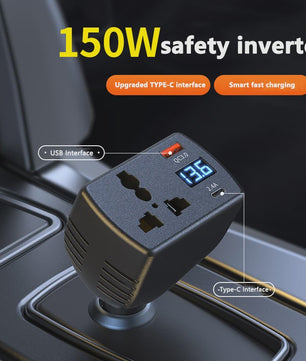 150W Auto Omvormer 12V naar 220V met USB Autolader - Krachtige Spanningsomvormer