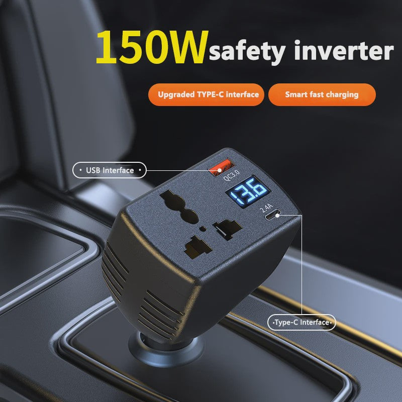 150W Auto Omvormer 12V naar 220V met USB Autolader - Krachtige Spanningsomvormer