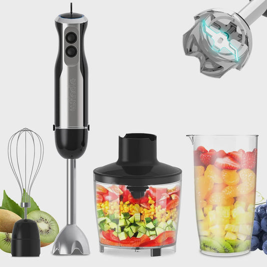 Wancle 4-in-1 Staafmixer met 1000W Motor, 16 Snelheden en Turbo