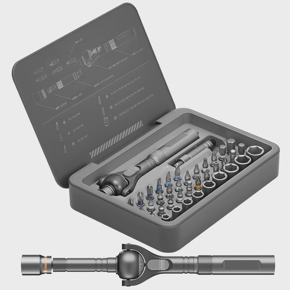 40-in-1 Magnetische Ratelschroevendraaierset met Verstelbaar Handvat & Dopsleutels