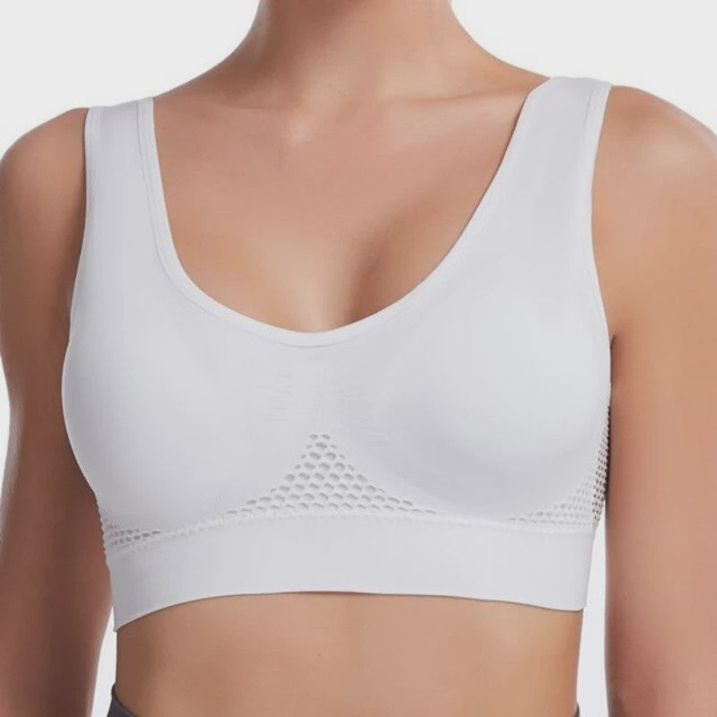 Plus Size Sportbeha met Ventilerende Mesh Inzet en Schokdemping - Zonder Beugel - S-7XL