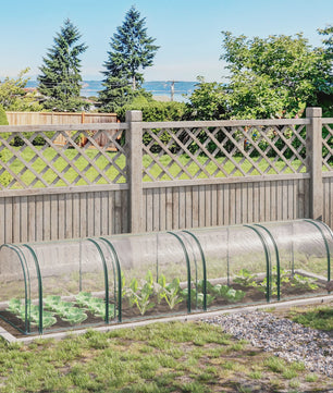 Outsunny Tunnelkas met Stalen Frame, PVC Folie en Roll-up Deuren - 395x100x80 cm