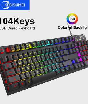 RGB Gaming Toetsenbord met Mechanisch Gevoel - 104 Toetsen, Bedraad, Waterdicht