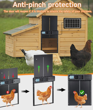Automatische Kippenhok Deur met Timer, USB & Zonne-energie Opladen, Anti-knijp