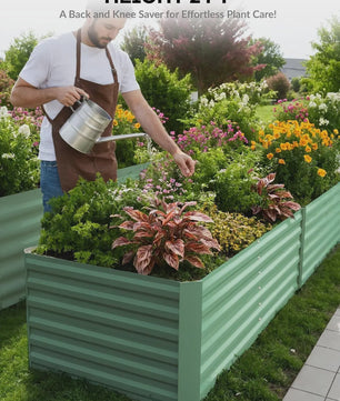 Verhoogd Tuinbed Metaal 6x3x2 ft (183x91 cm) - 60 cm Hoog, Groen, Roestbestendig & Eenvoudig te Monteren