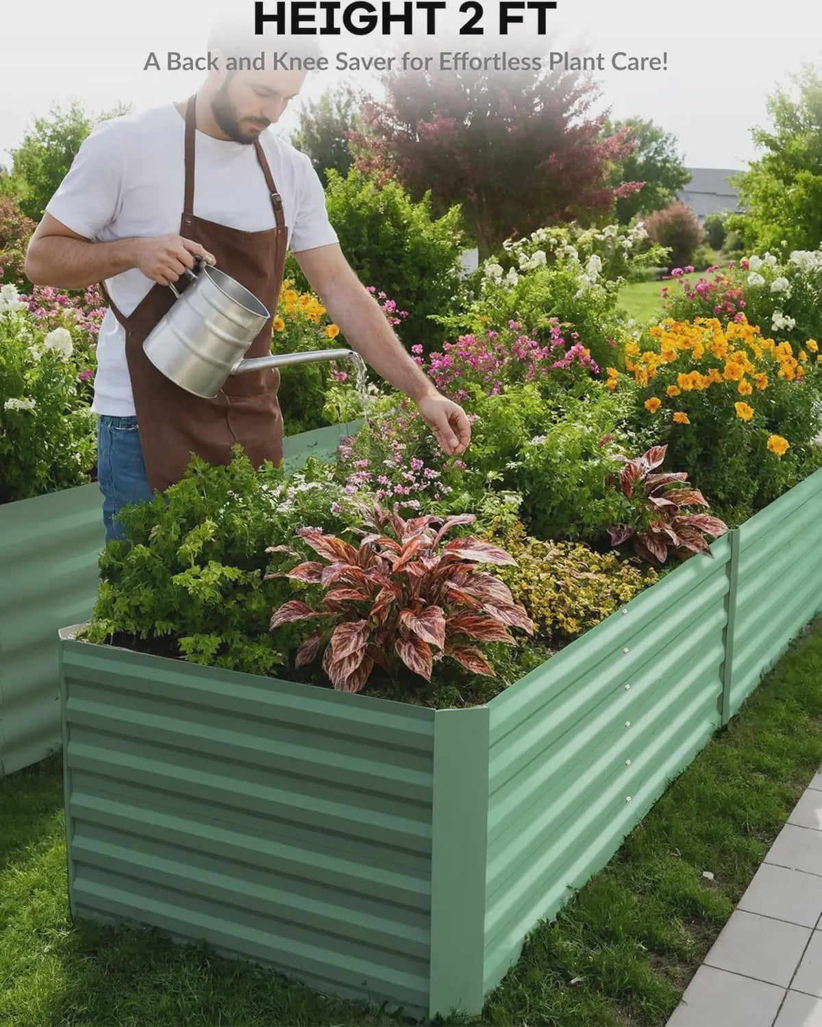 Verhoogd Tuinbed Metaal 6x3x2 ft (183x91 cm) - 60 cm Hoog, Groen, Roestbestendig & Eenvoudig te Monteren
