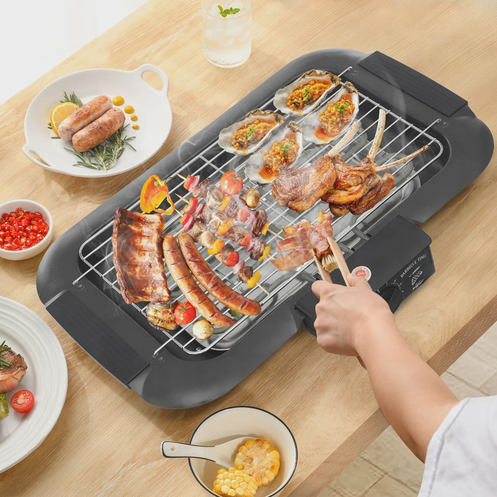 Elektrische Tafelgrill 2000W met 6 Temperatuurstanden - Perfect voor Binnen & Buiten