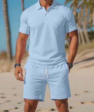 Zomerse Heren Polo Shirt en Mesh Shorts Set - Casual & Ademend - Plus Size