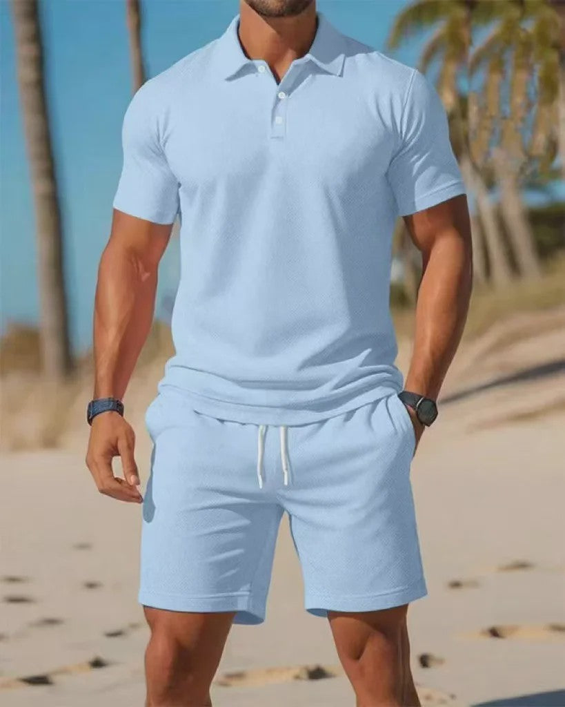 Zomerse Heren Polo Shirt en Mesh Shorts Set - Casual & Ademend - Plus Size