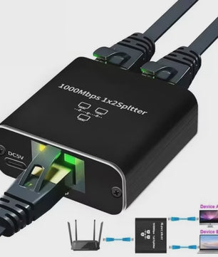 Gigabit RJ45 Splitter 1 naar 2 - 1000M Ethernet Netwerk Kabel Verlenging