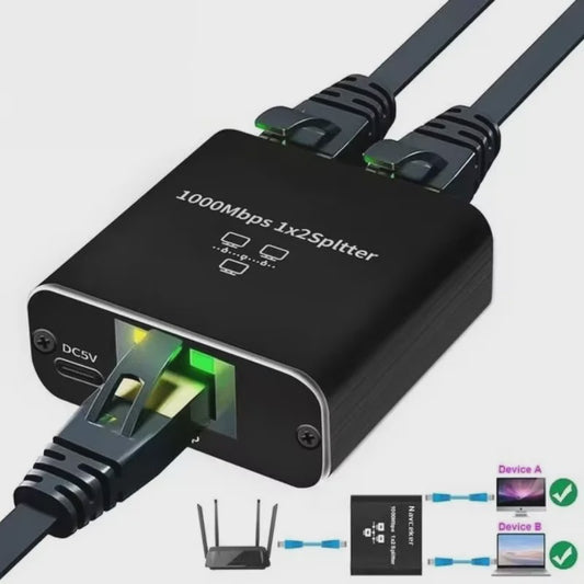 Gigabit RJ45 Splitter 1 naar 2 - 1000M Ethernet Netwerk Kabel Verlenging