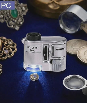 Mini Vergrootglas 60x met LED en UV Licht - Zakformaat Loupe voor Sieraden, Munten & Reparatie