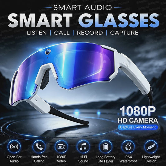 AI Smart Bril met Camera & Bluetooth Audio - 1080P Video, Vertaalfunctie